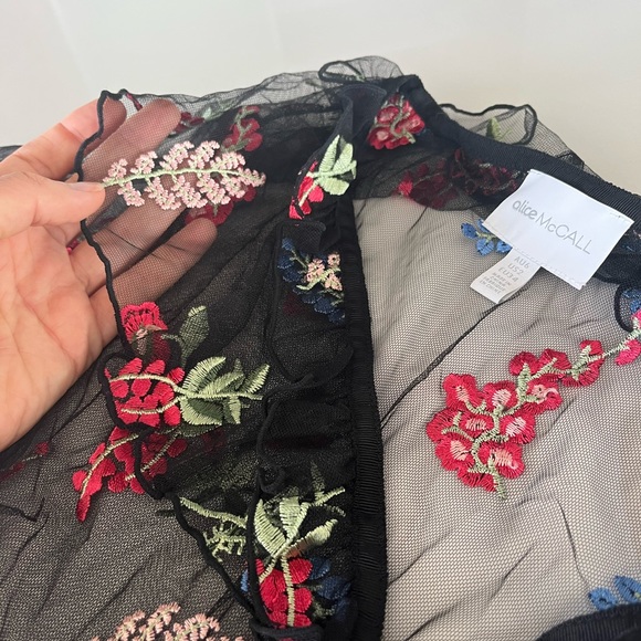 Alice McCall Time Stands Still Ruffled Embroidered Tulle Blouse in Black - Picture 11 of 13